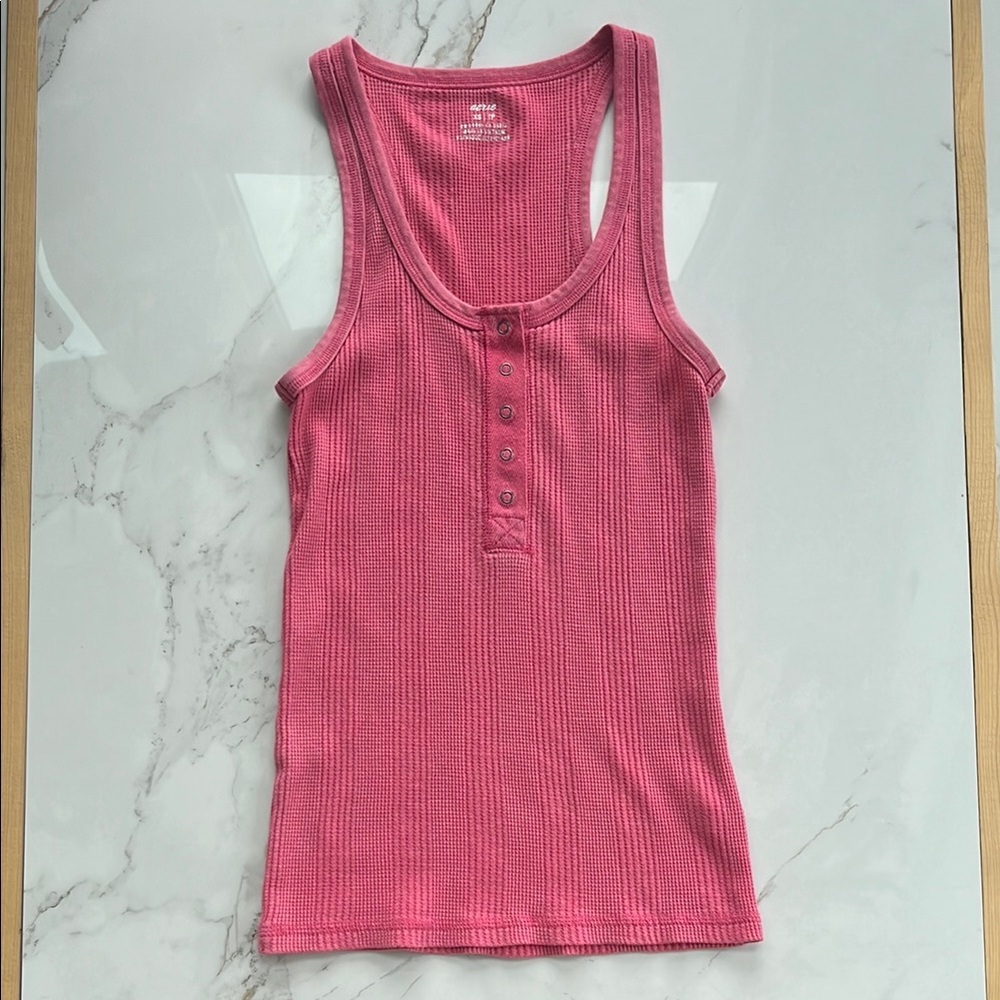 Aerie Pink Henley Tank Top